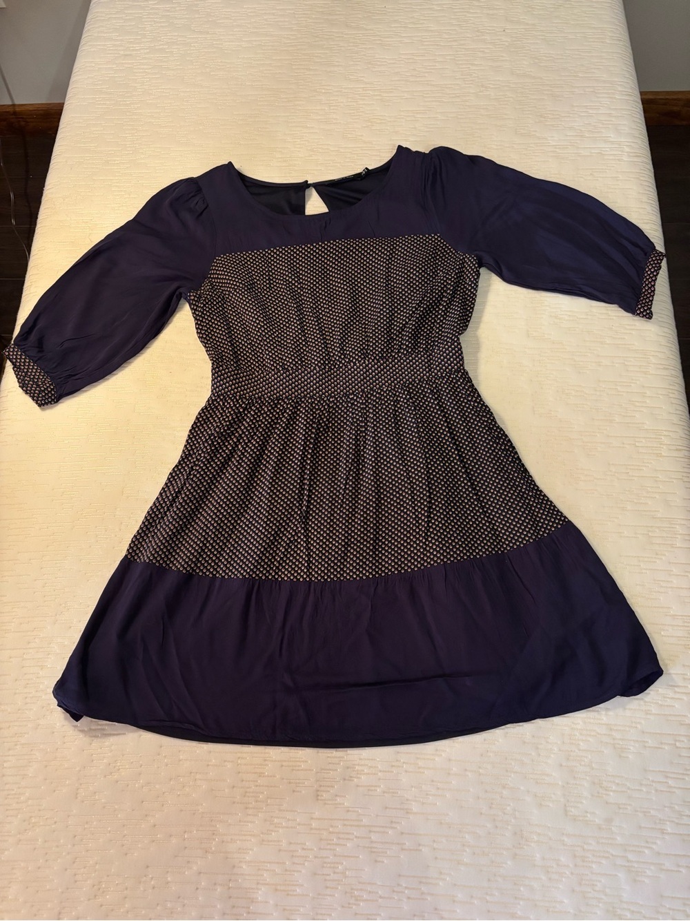 Doe & Rae Navy and White Polka Dot Casual Dress